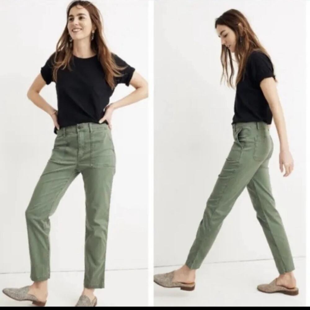Madewell stove pipe Fatigue Green Pants pockets size 28x26 28